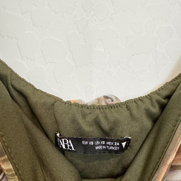 Zara Women's Long Sleeve Brown Mesh Dress Clubbing Date Night Out Party Size XS - Picture 6 of 11